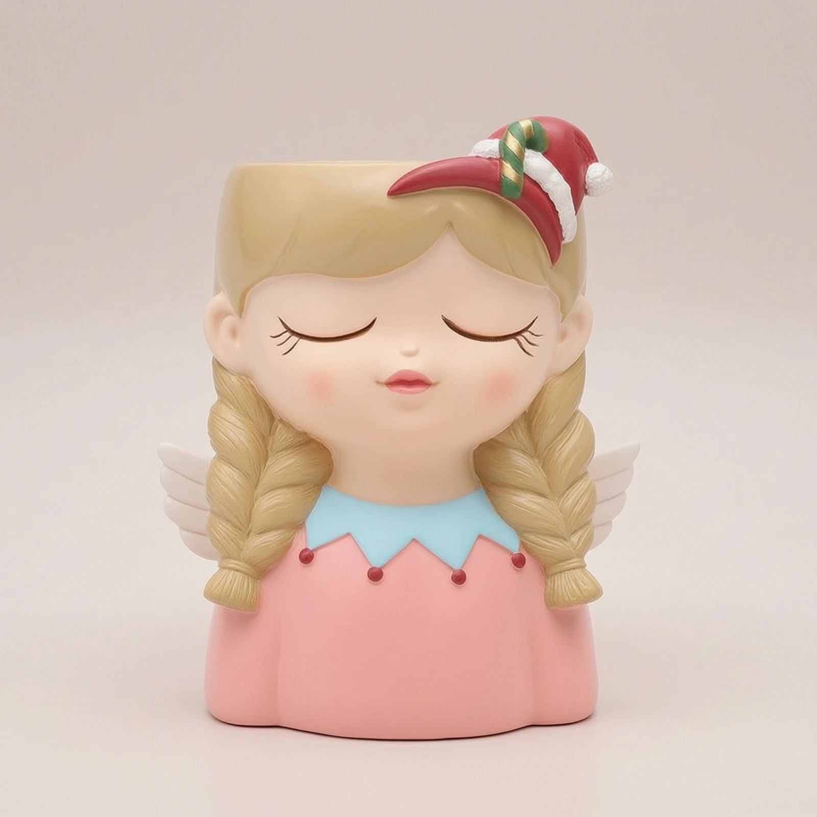Girl Bust Planter Tabletop Resin Head Planter Lady Face Flower Pot Whimsical Flowerpot Cartoon-Style for Plant Lovers, Desk