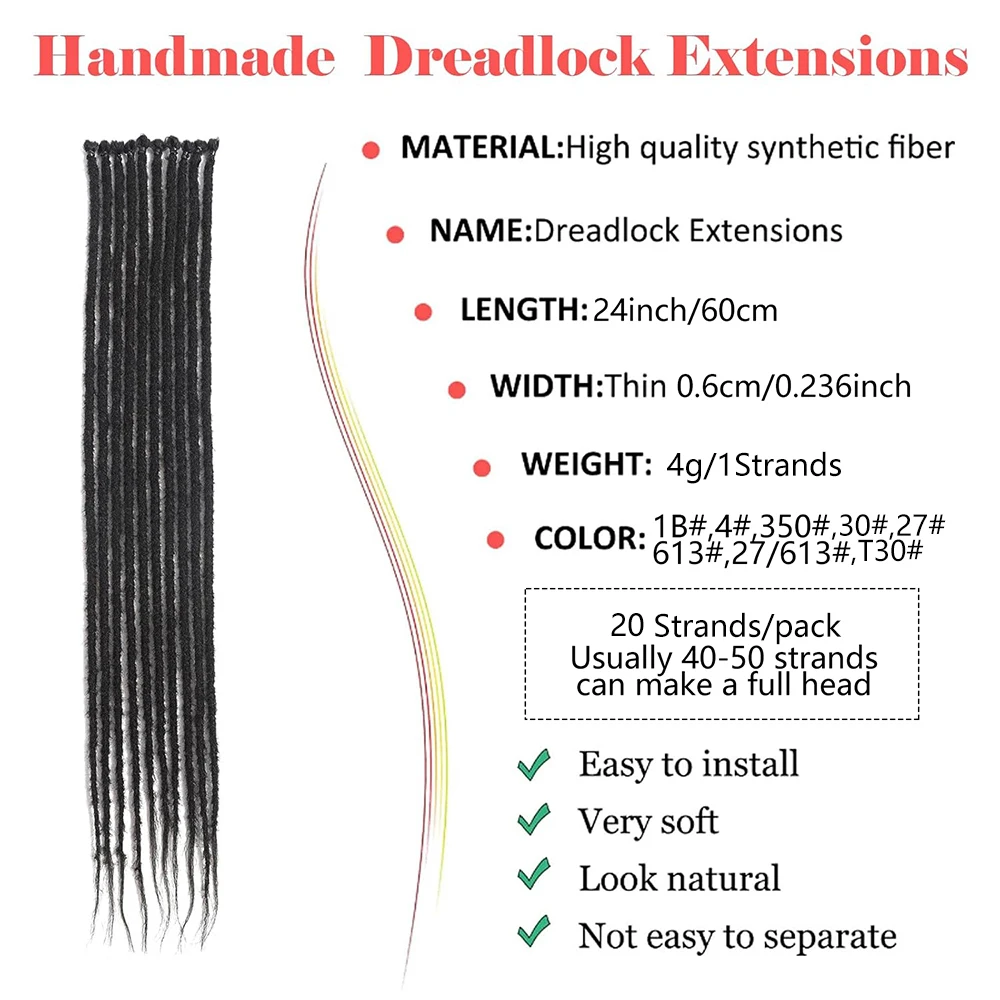 10 Strands บางสังเคราะห์ Dreads Extensions 24 นิ้ว Ombre สีบลอนด์ SE Hippie Dreadlock 0.6 ซม.ความกว้าง Loc Extensions Handmade