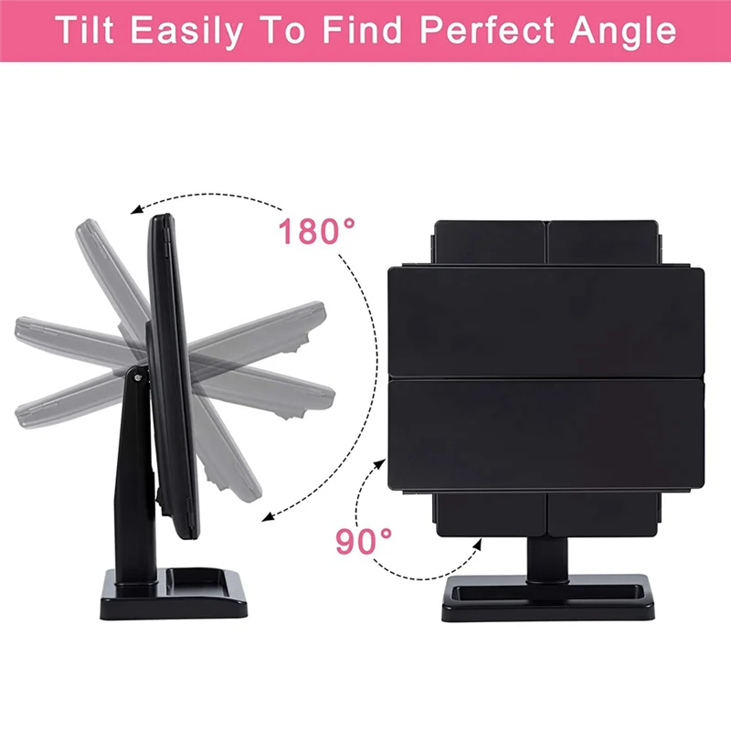 Trifold Makeup Mirror With 22 LED Lights,10X/3X/2X Magnification Portable Fold Lighted Table Desk Cosmetic Mirror-AA26