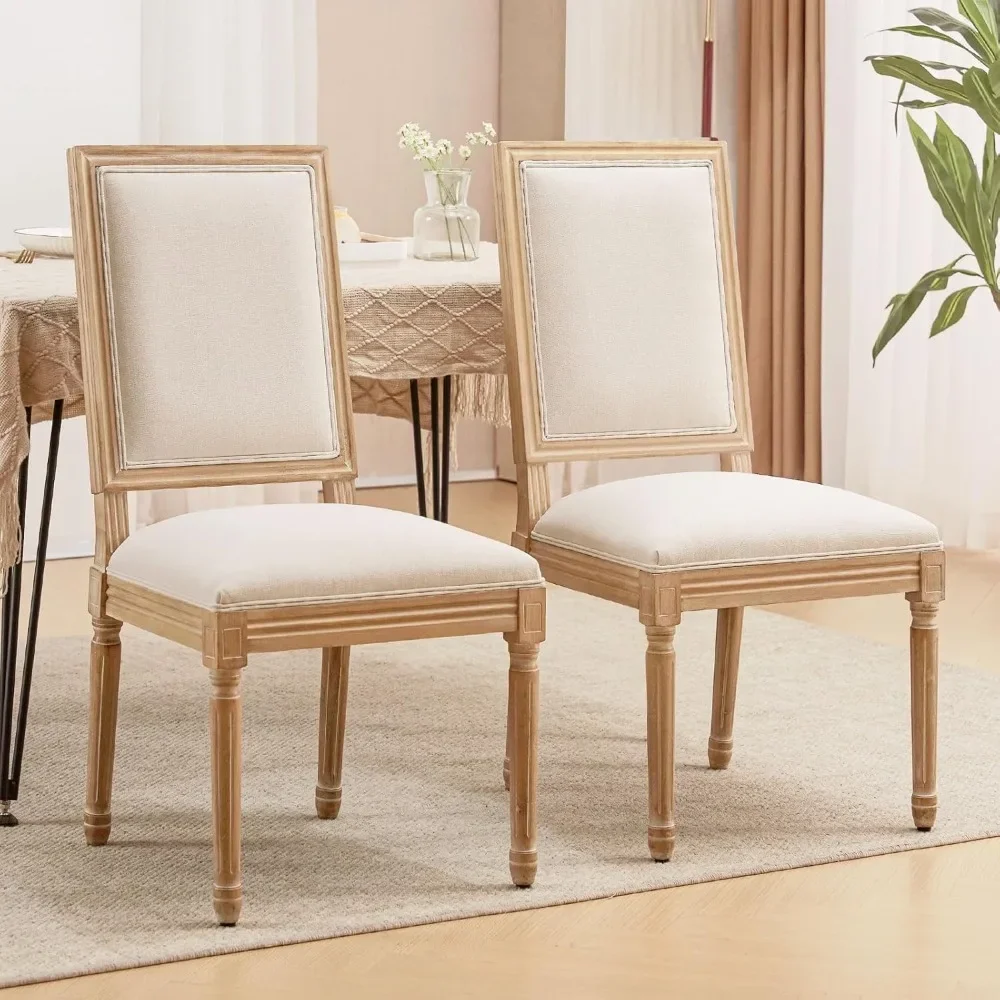 Furniliving Country Dining Chairs Set of 2, Upholstered Dining Room Chairs with Back Farmhouse Kitchen Chairs for Living Room