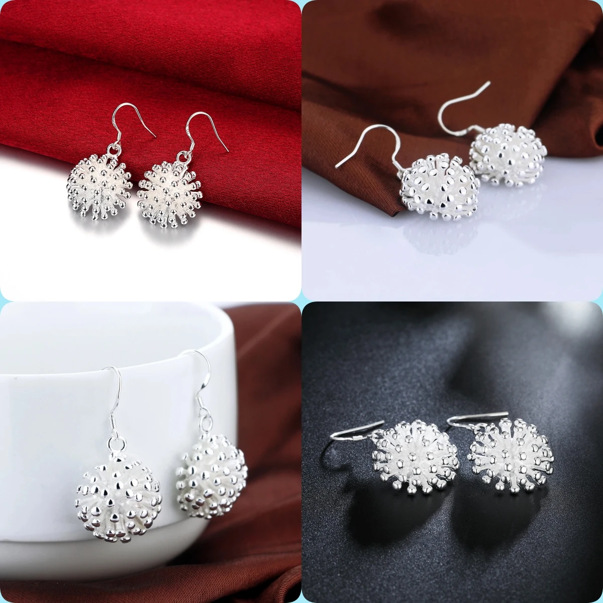 

Street fashion Jewelry 925 Sterling Silver Earrings temperament Women Beautiful flower earrings Christmas Gifts