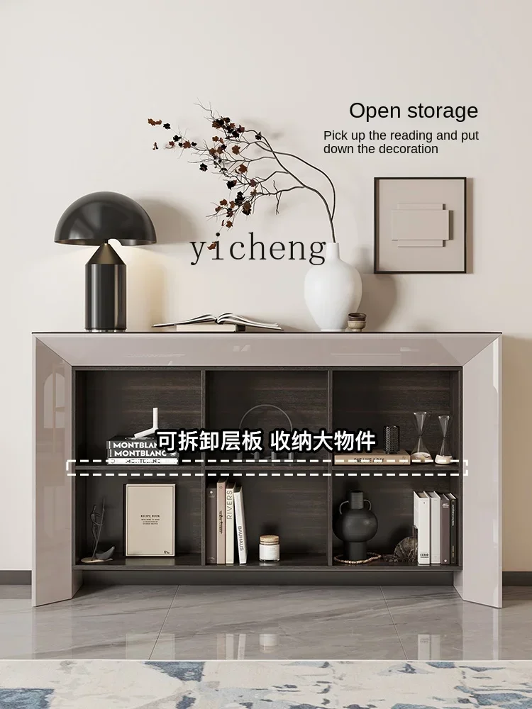 TQH Italian-style entrance door cabinet entry rock slab end view table against the wall narrow side table wabi sandy