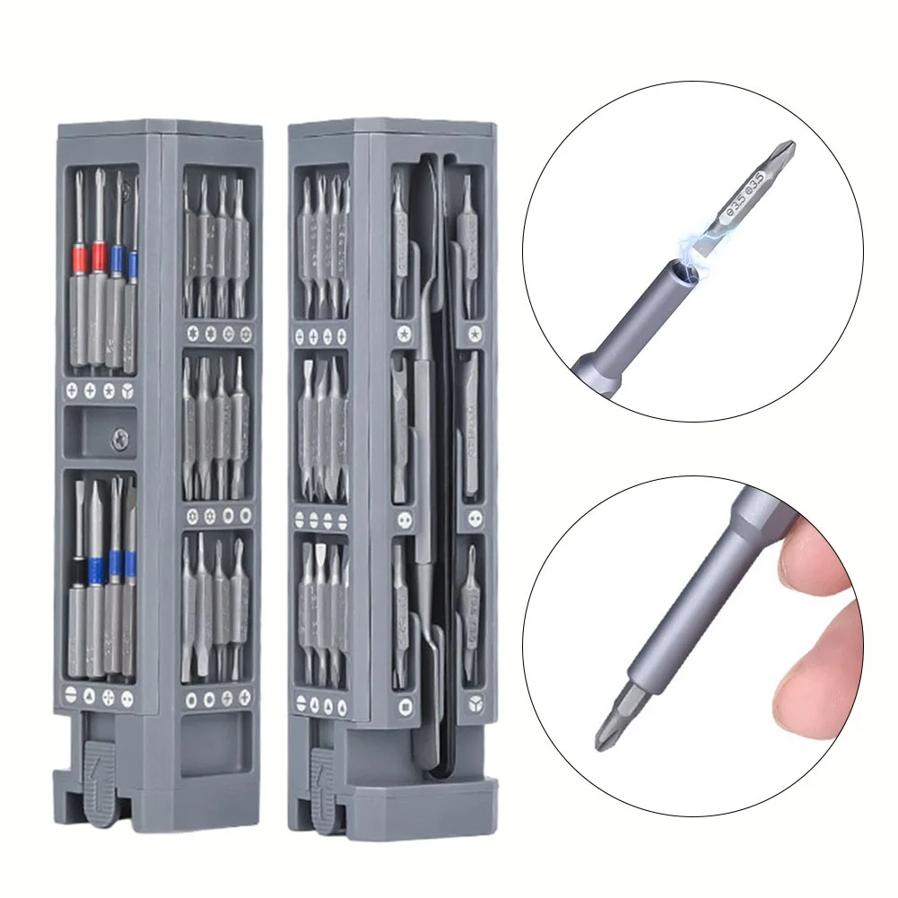 Brocas de destornillador de precisión, juego de soporte magnético, piezas de herramientas manuales para desmontaje de juguetes, reparación de muebles, 71In1