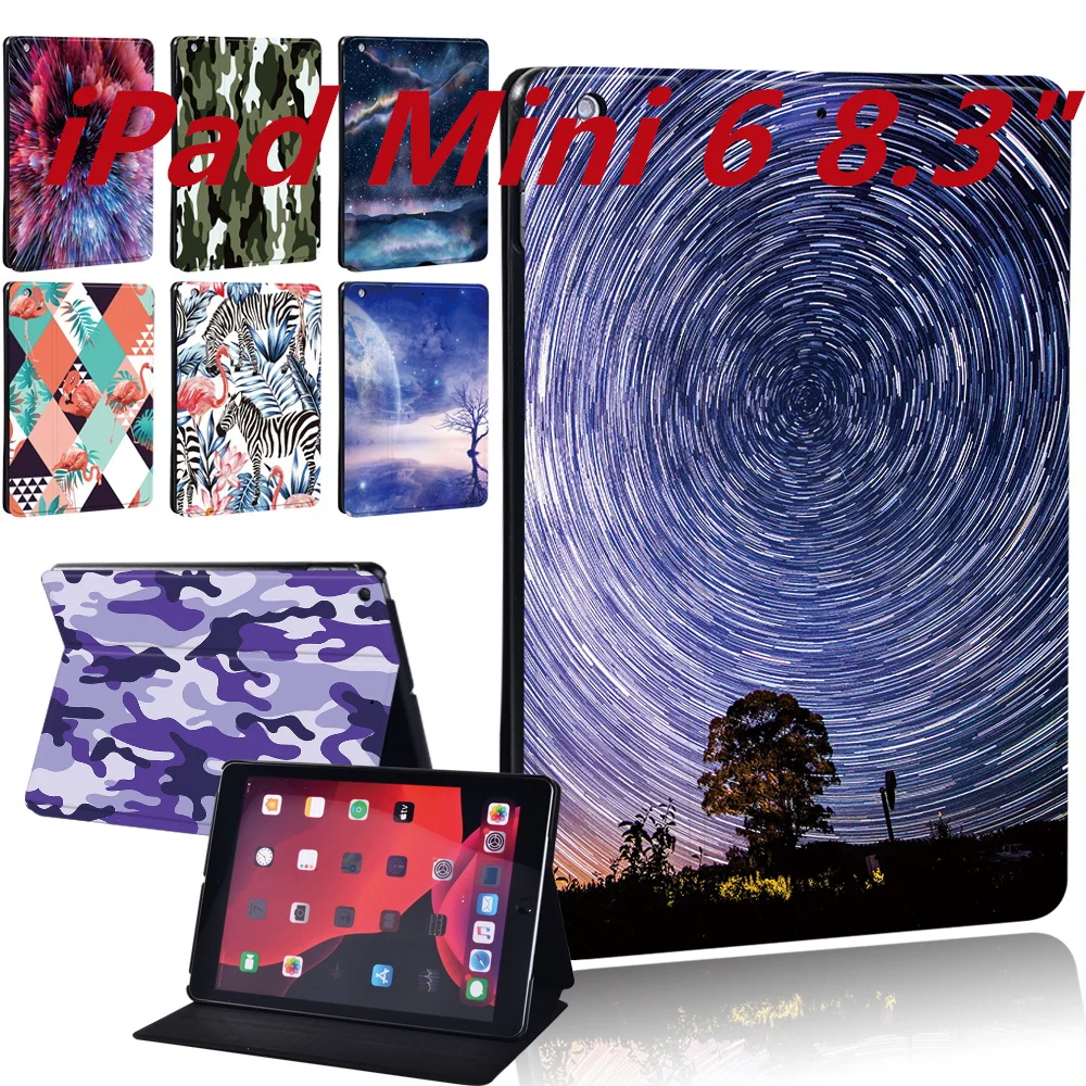 Tablet Case for Apple iPad Mini 6th Generation 8.3 Inch 2021 Fashion Cover with Starry Sky&Camouflage Pattern Protective Shell