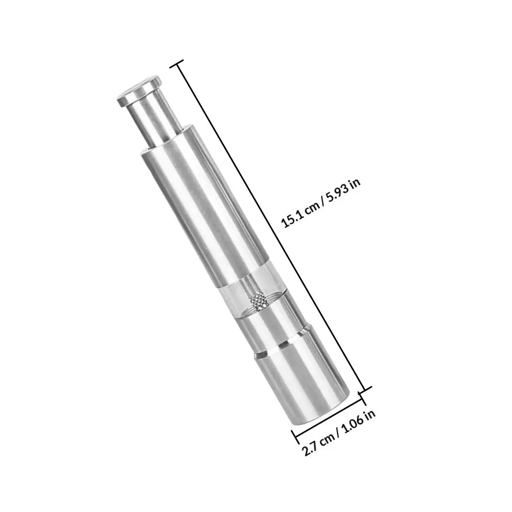 Stainless Steel Refillable Manual Pepper Grinder Salt Mill Thumb Push Button Easy One Hand Operation for Kitchen