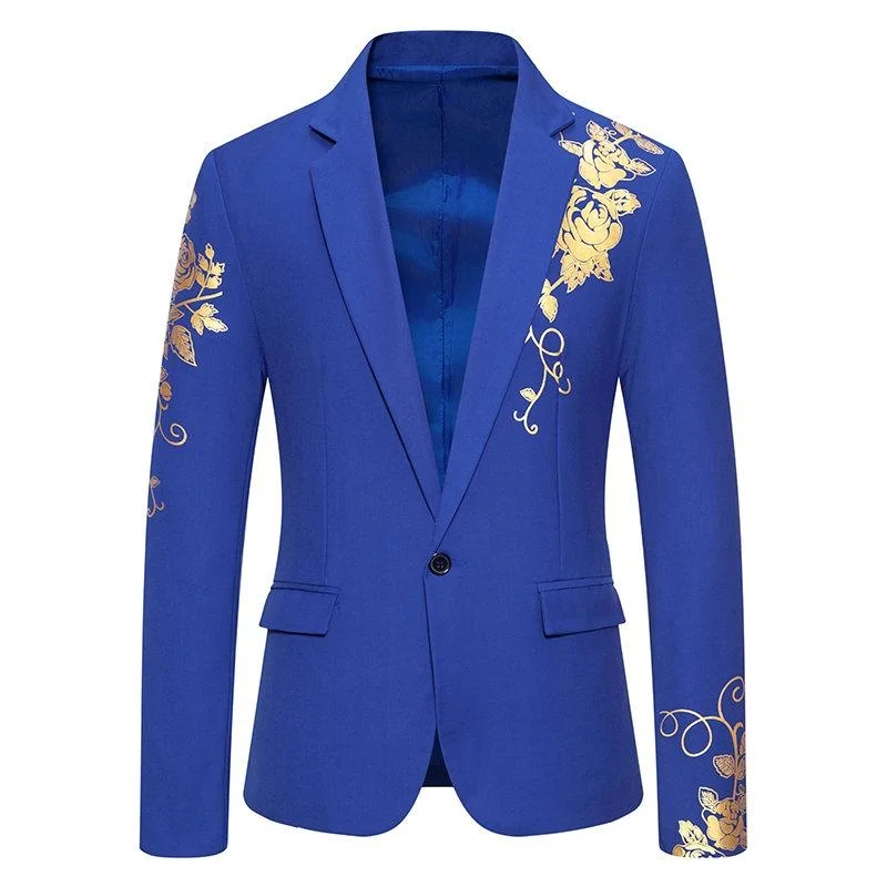 Fashion Printing Mens Casual Suit Slim One-button Suit Tuxedo Business Wedding Mens Blazer Jacket