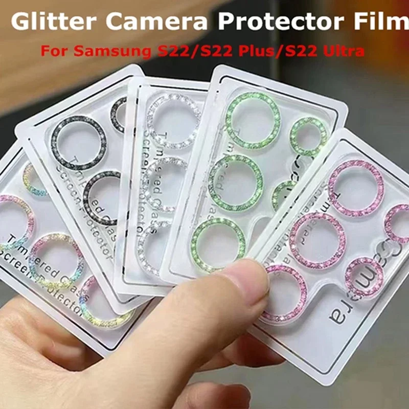 For Samsung S23 Ultra Glitter Camera Protector Film Camera Lens Protective Glass for samsung s22 plus ultra Lens Cover