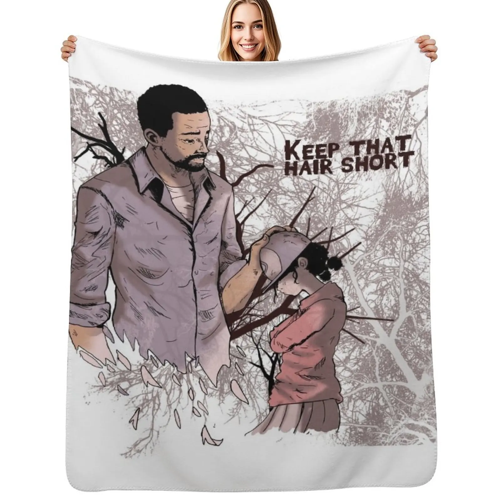 

Walking Dead - Lee and Clementine Throw Blanket Travel Picnic manga Plaid on the sofa Blankets