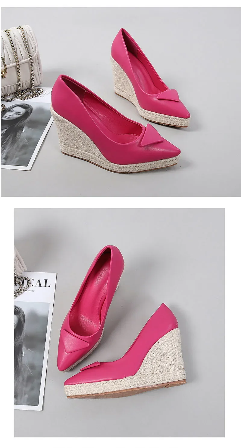 Neue Frühling Sommer Mode Damen Party Schuhe Marke Frauen Pumpen Spitz Keile High Heels Schwarz Rosa Große Größe 42 DX267 – Detail 10