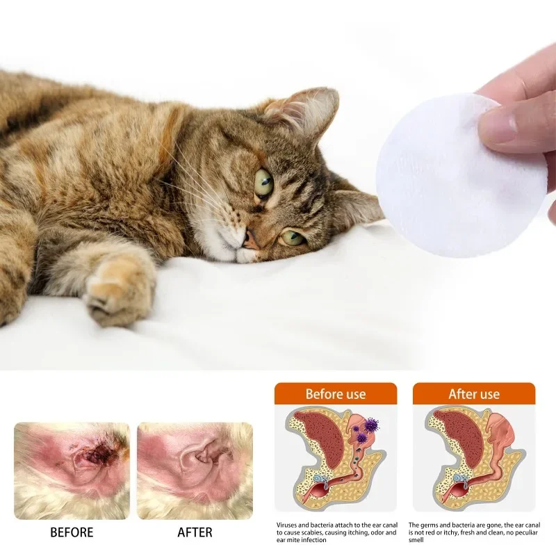 Pet Ear Wipes Wipes Gentle Pet Eye Ear Cleaning Wipes Dog Cat Tear Stain Remover Wipes Remove Dried Mucus Discharge & Tear