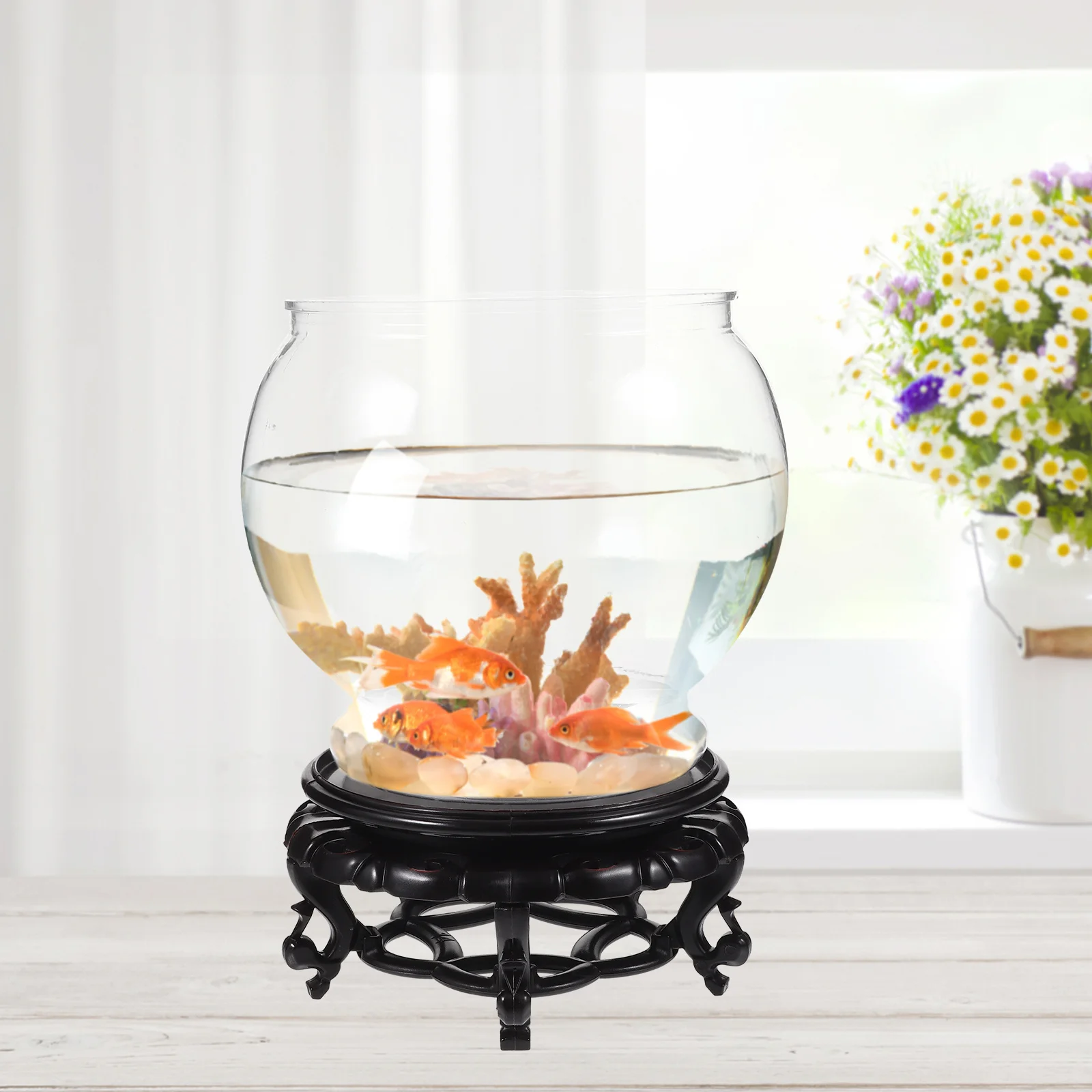 Transparent Plastic Fish Tank Large Capacity Stable Base for Small Fish Desktop Office Aquarium Bowl Goldfish Aquarium Tank