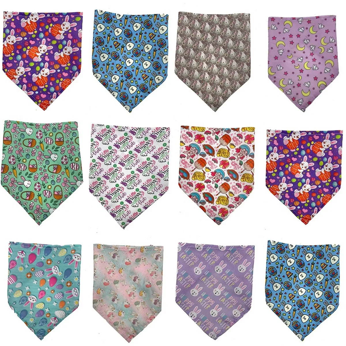 

50Pcs Dog Bandana Easter Pet Supplies Small Dog Cat Puppy Bandanas Scarf Holiday Dog Accessories Rabbit Pattern Dogs Bandana