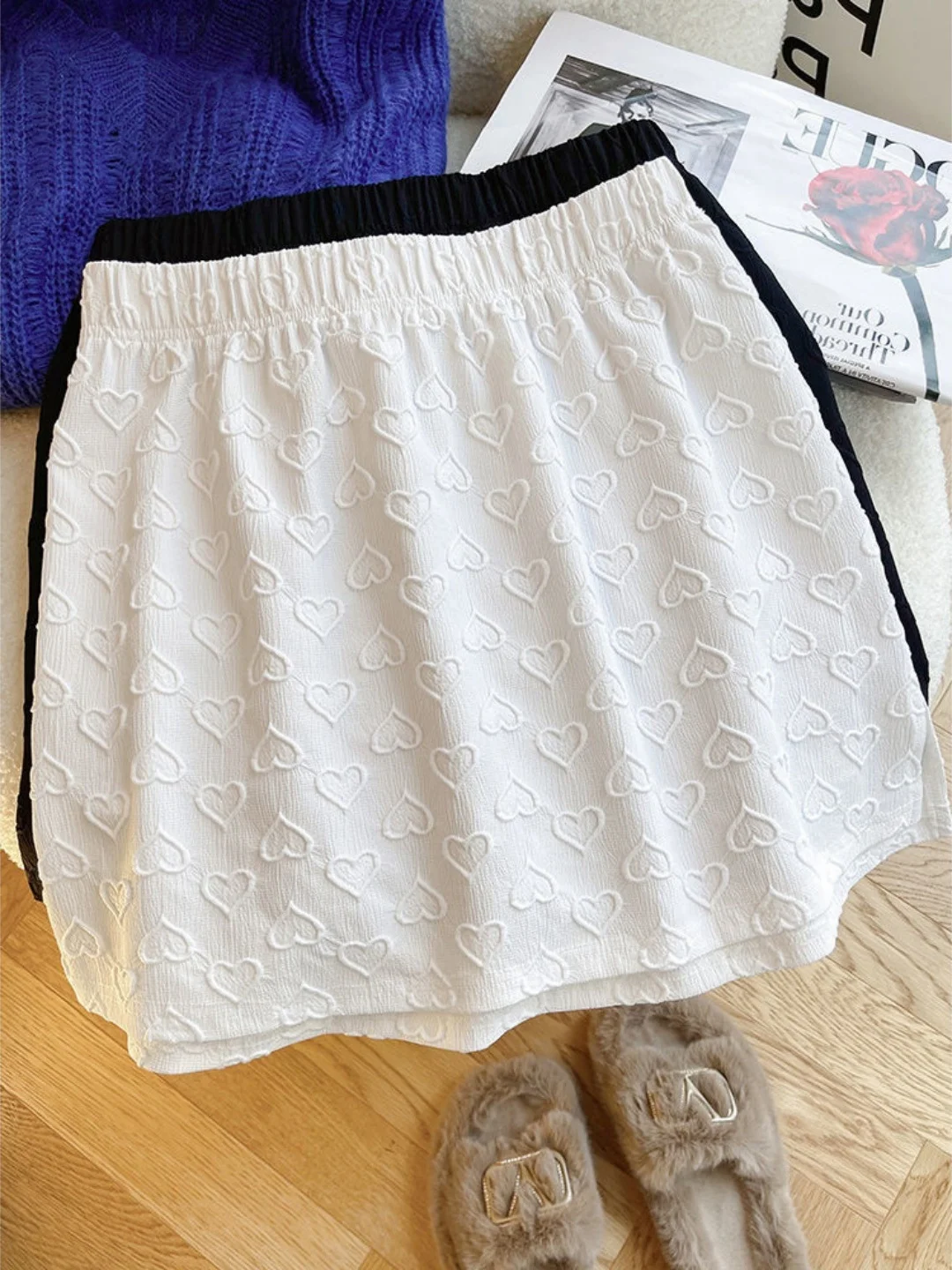Sweet Style High Waist Embroidered A-Line  Skirt plus Size Loose Belly Covering Short Skirts Casual Style for Women