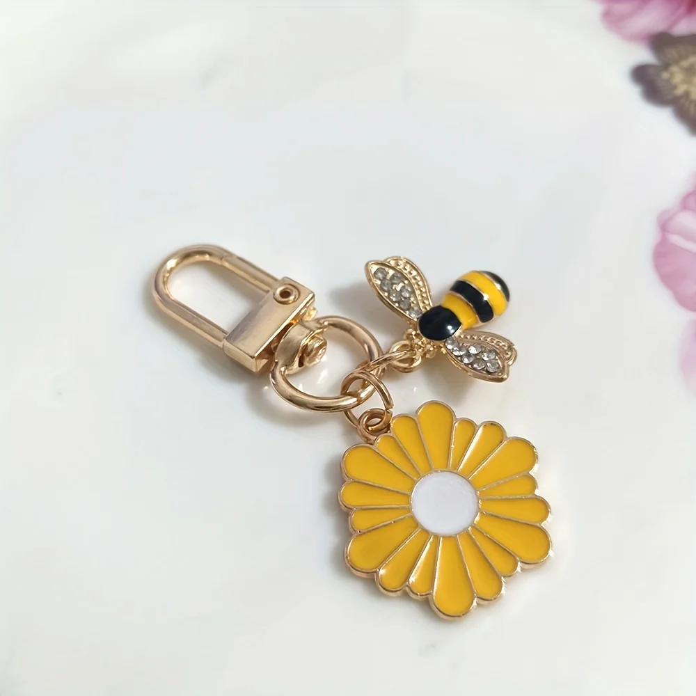 Cute Metal Butterfly Bee Sunflower Keychain