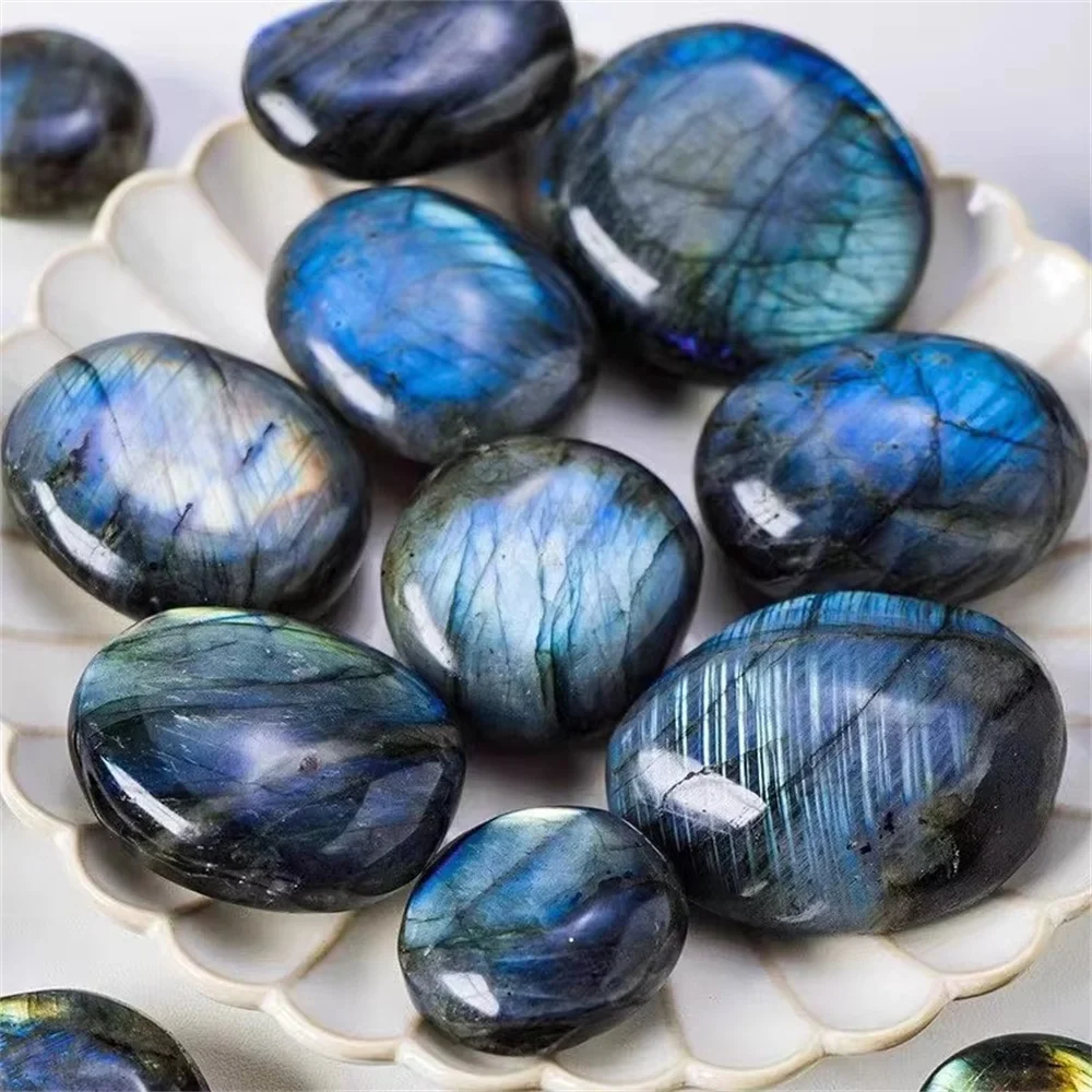 Natural Mineral Freeform Labradorite Carved blue flash Palm Stone  Healing Crystal polished gifts For Feng Shui