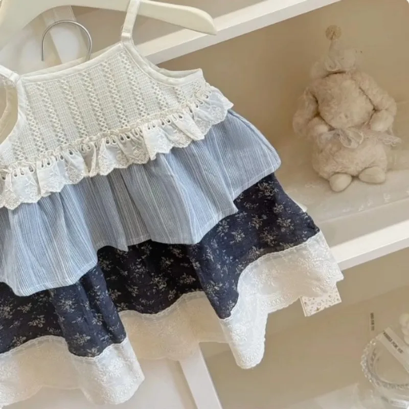 80-130 سنتيمتر الفتيات كعكة فستان الصيف نمط جديد للأطفال طفل النمط الغربي الغابات نمط حزام تنورة الأميرة #5