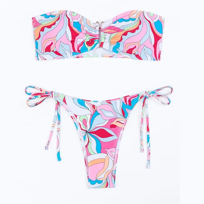 مثير طباعة العصابة البيكينيات مجموعات biquini عالية الخصر ثونغ التعادل ملابس السباحة Biquini conjunto دي بيكيني Tankini بحر