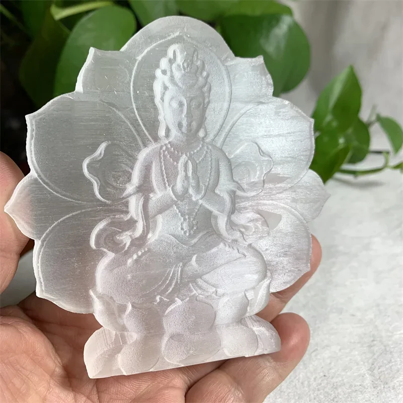 Natural Selenite Crystal Carvings Figure Gypsum Ornament Statue Reiki Healing Decorative Sculpture Modern Room Design