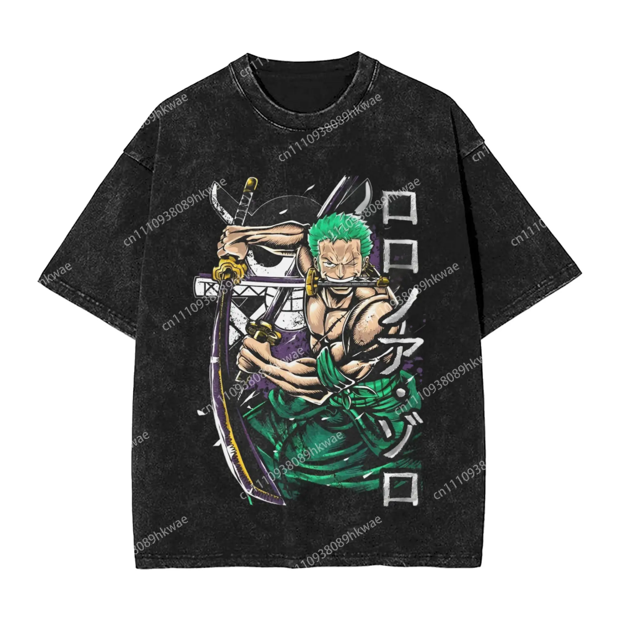 One Piece Roronoa Zoro T Shirt Hip Hop Washed Harajuku T-Shirts Anime  Vintage for Men Women Tops Streetwear Printed Tee Shirt
