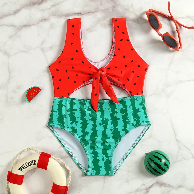 Kids' Swimsuit Beach Cute Girl One-Piece Cartoon Bow Bikini For Baby 1-5Y Bathing Suit