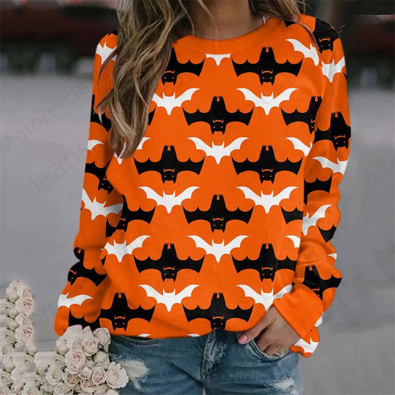 Happy Halloween Hoodie Women Fashion O-neck Hoodies Women Sweats Pumpkin Coat Girl Clothes O-neck Long Sleeve Hoodie Female Fall