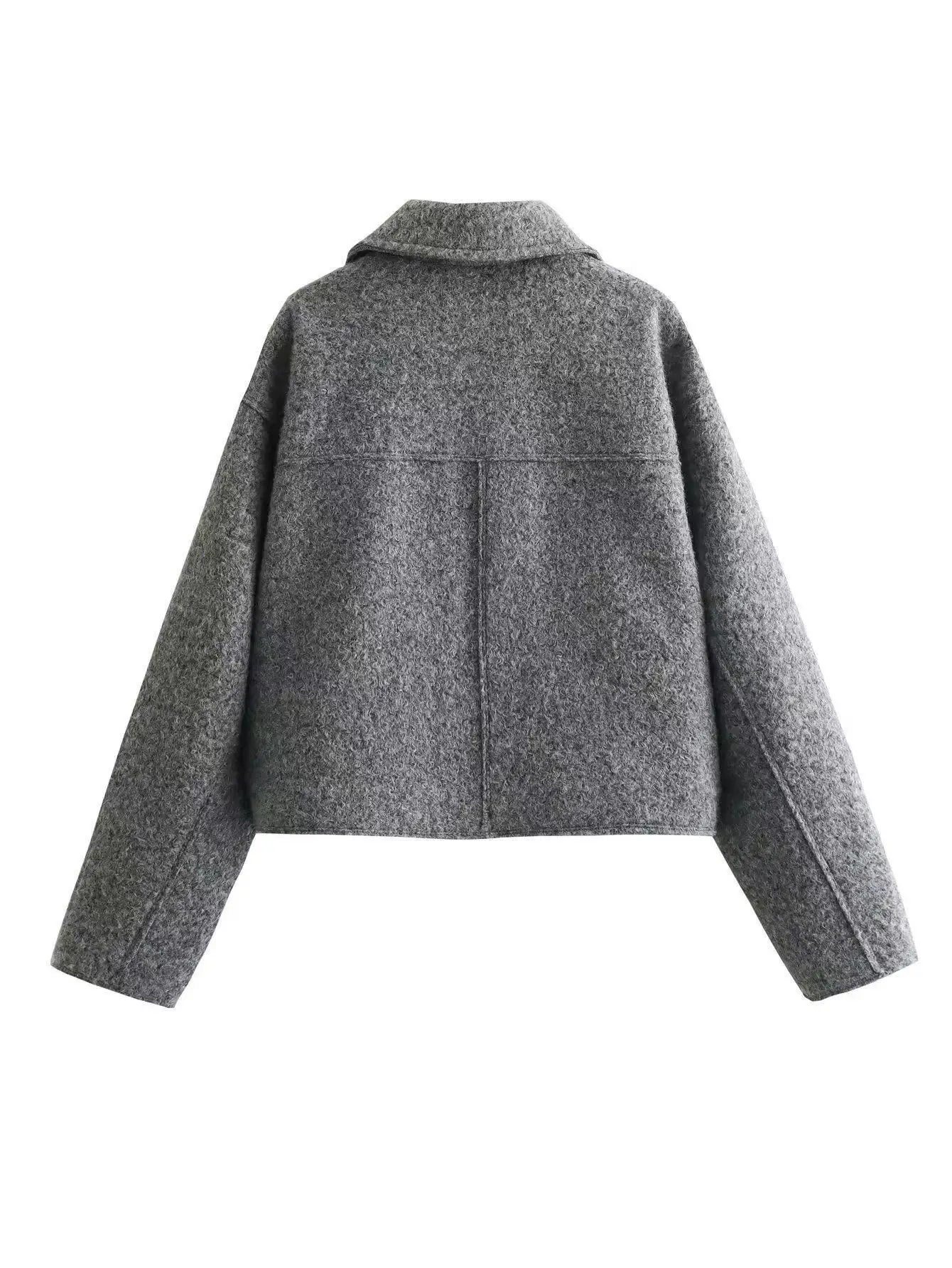 ZHUOFU 2024 ฤดูใบไม้ร่วงฤดูหนาวCropped Jacketผู้หญิงสั้นเสื้อTweed Jacket Zip Crop Demi-Seasonแจ็คเก็ตผู้หญิงใหม่ในOuterwears