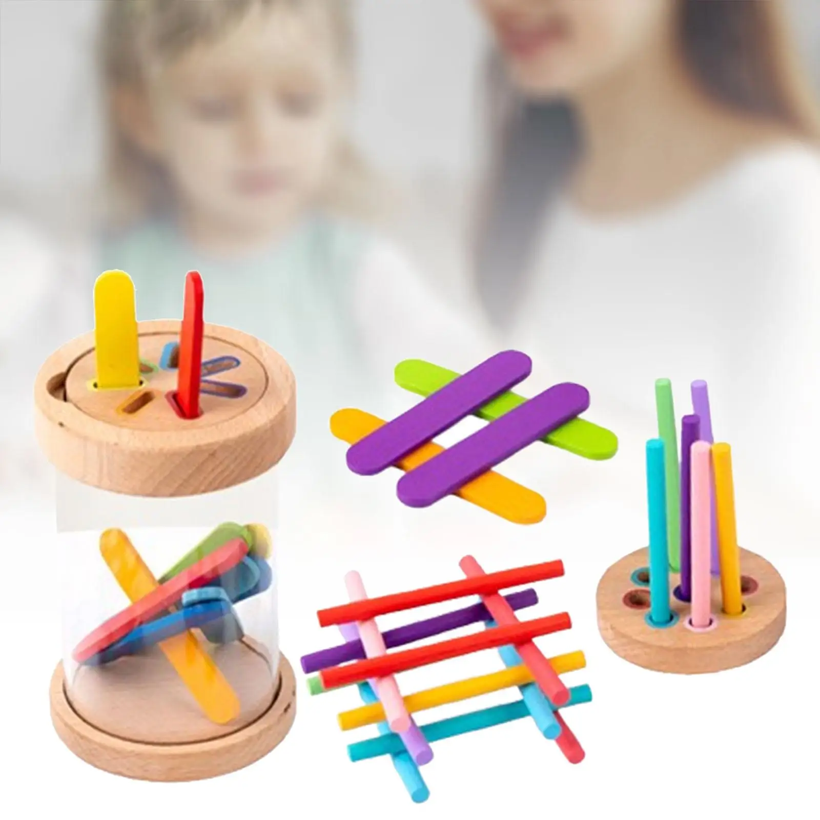 Palo de clasificación de colores para desarrollo, juguete sensorial de habilidades motoras finas a juego de colores para regalos de cumpleaños de 1, 2 y 3 años, niños y niñas