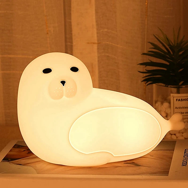 Imagem -03 - Sea Lion Gradient Color Silicone Lamp Quarto Casa Eye Care Infantil Cabeceira Luz de Cores