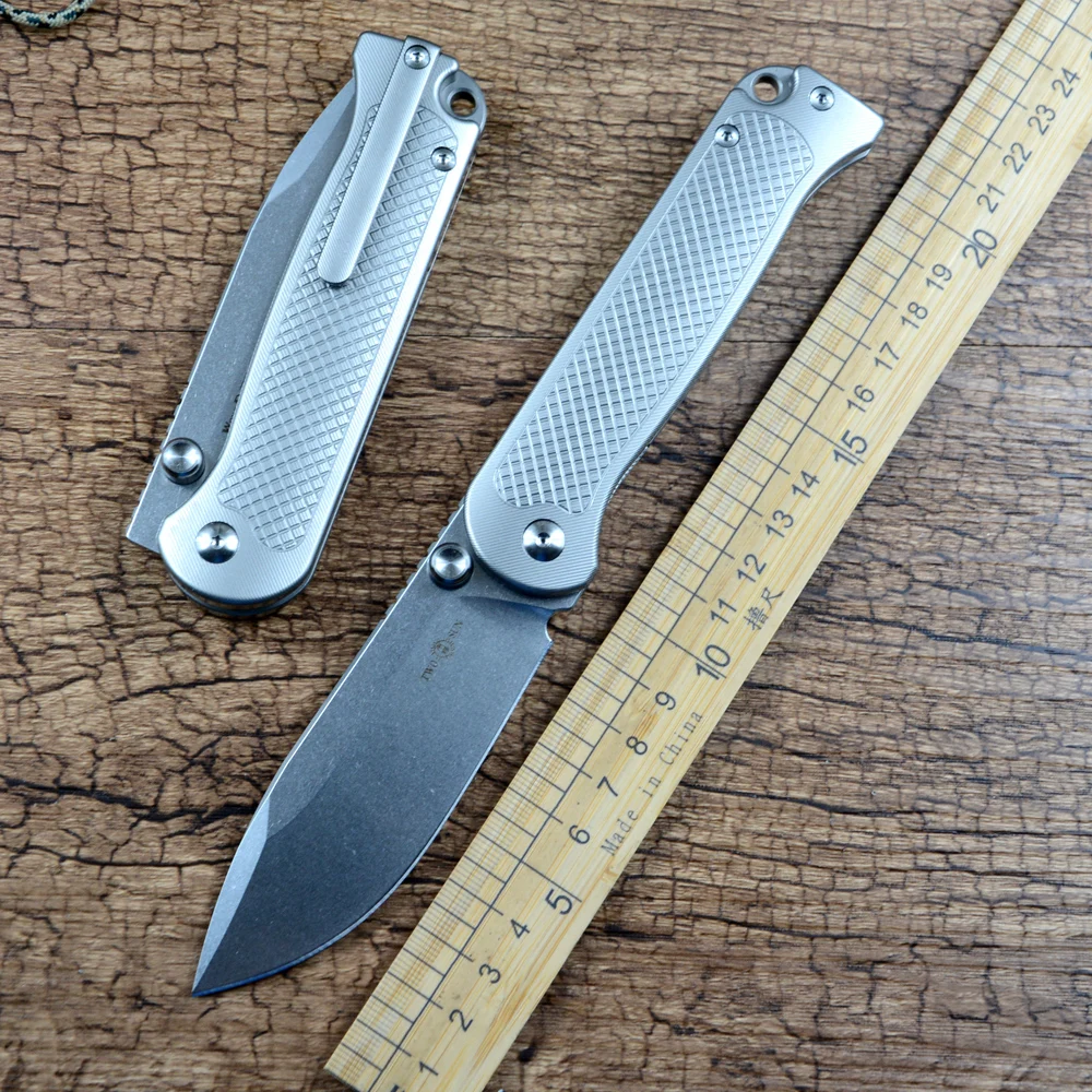 

TWOSUN TS484 Folding Knife 14C28N Blade Ceramic Ball Bearing Washer TC4 Titanium Handle Outdoor Camping Hunting