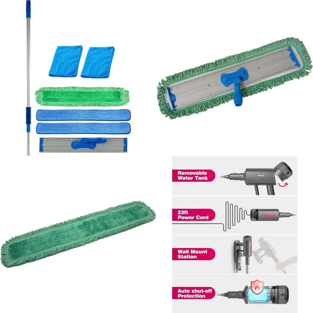 

Heavy-Duty Telescopic Handle Microfiber Mop Kit for Commercial Floor Cleaning, 36 Inch, Complete Cleaning Set
