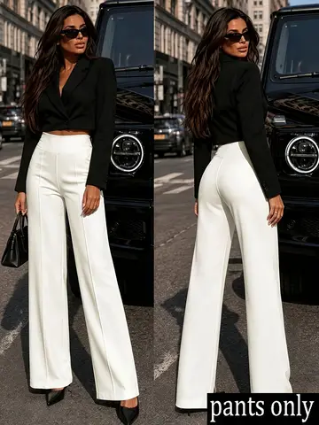 Elegant Wide Leg Pants High Grade Office Formal Straight Pants High Waist Hip Shaping Slim Fit Stylish Versatile Commuter Wear