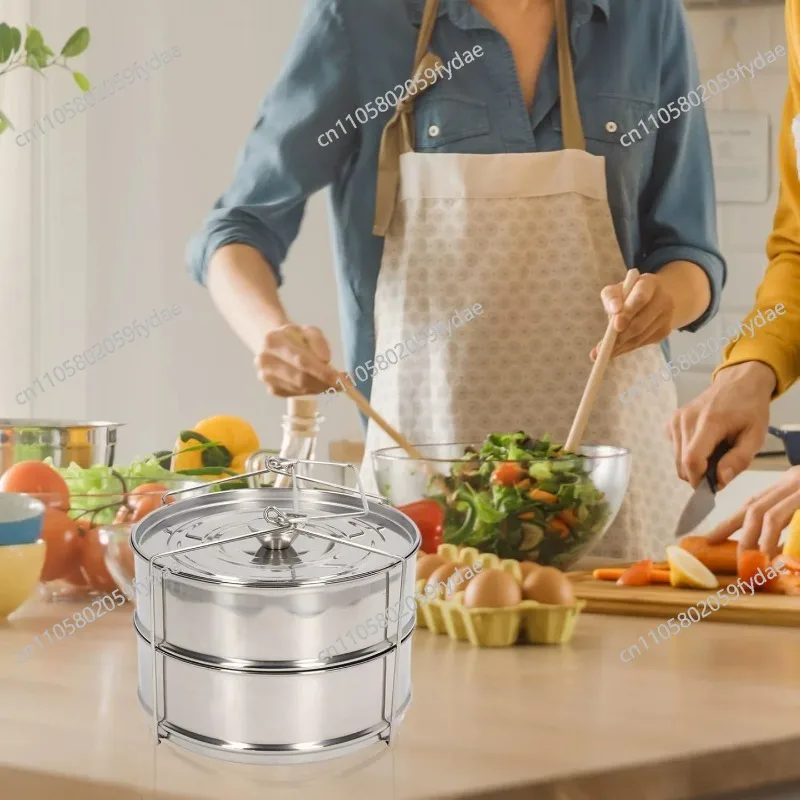 Export Stackable Steamer with 304 Stainless Steel Trays and Racks for Steaming Rice and Dishes, Includes Lunch Box