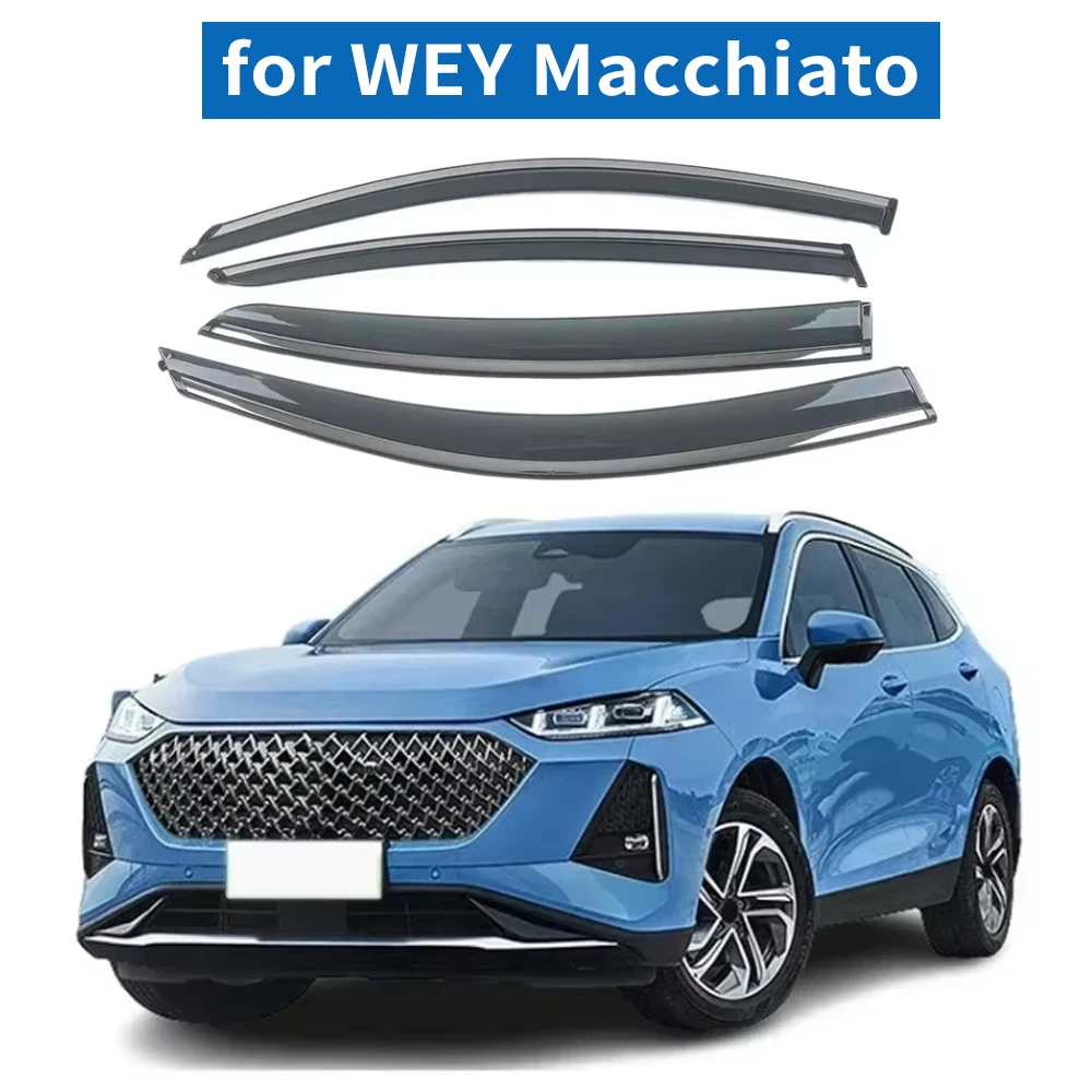 

Chrome Strips Rain Guards for GWM WEY Macchiato 2022-2023 Window Visor Wind Deflectors Door Visor Vent Shades Ventvisor