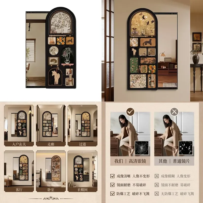 for Medieval Style Hidden Push Pull Full Body Mirror High End Secret Entrance Full Length Mirror Decorative Painting Wall Art