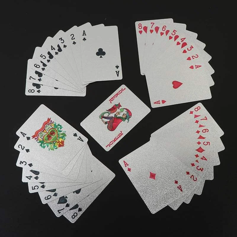 Spielkarten aus Silberfolie, Pokerspiel, wasserdichter Kunststoff, Poker-Geschenksammlung, Urlaubsparty-Aktivitäten, Schach- und Kartensouvenirs – Detail 4