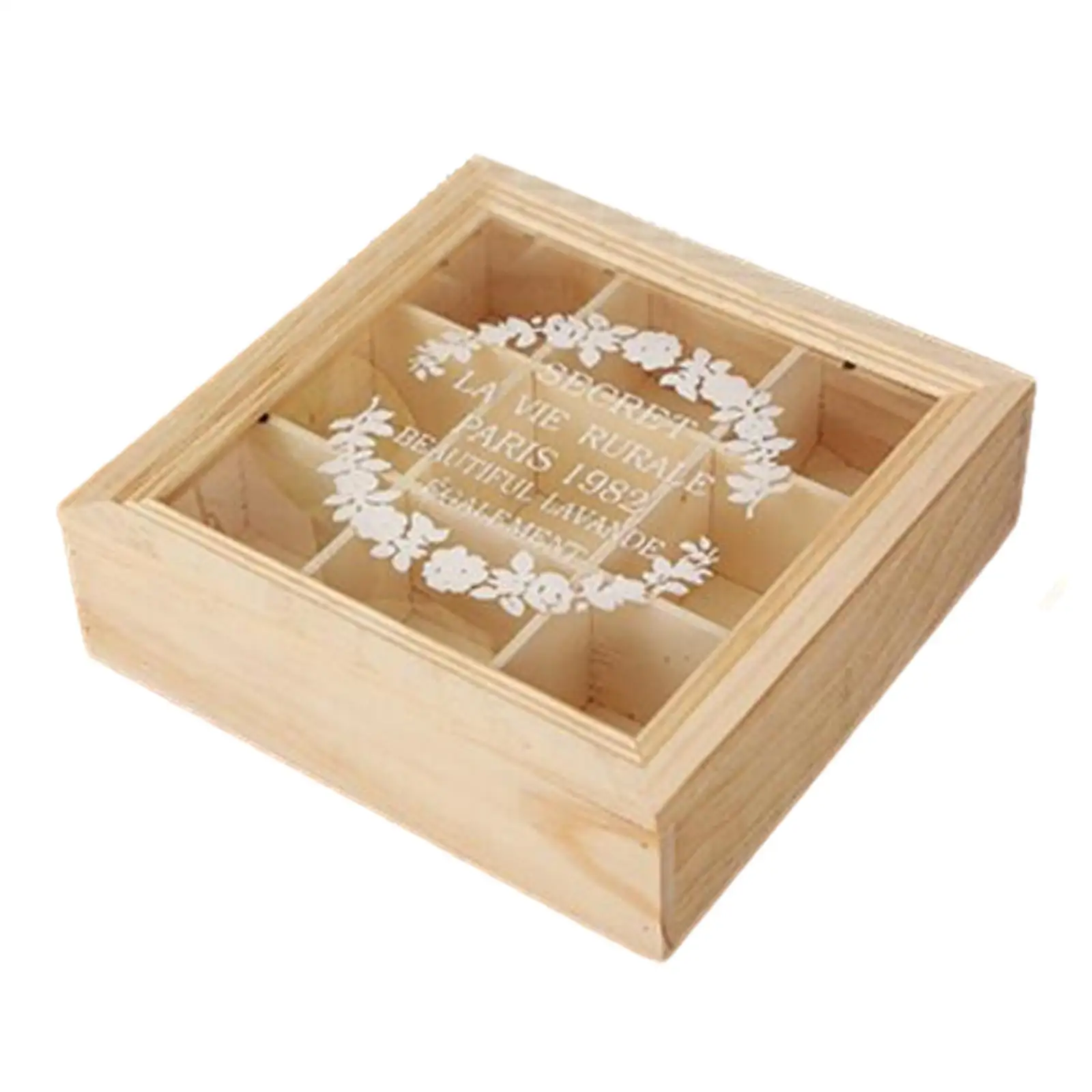 

Wood Storage Box Jewelry Display Box Case DIY Photo Holder Display with Glass Lid for Gadgets Bracelets Flowers Beads Necklaces