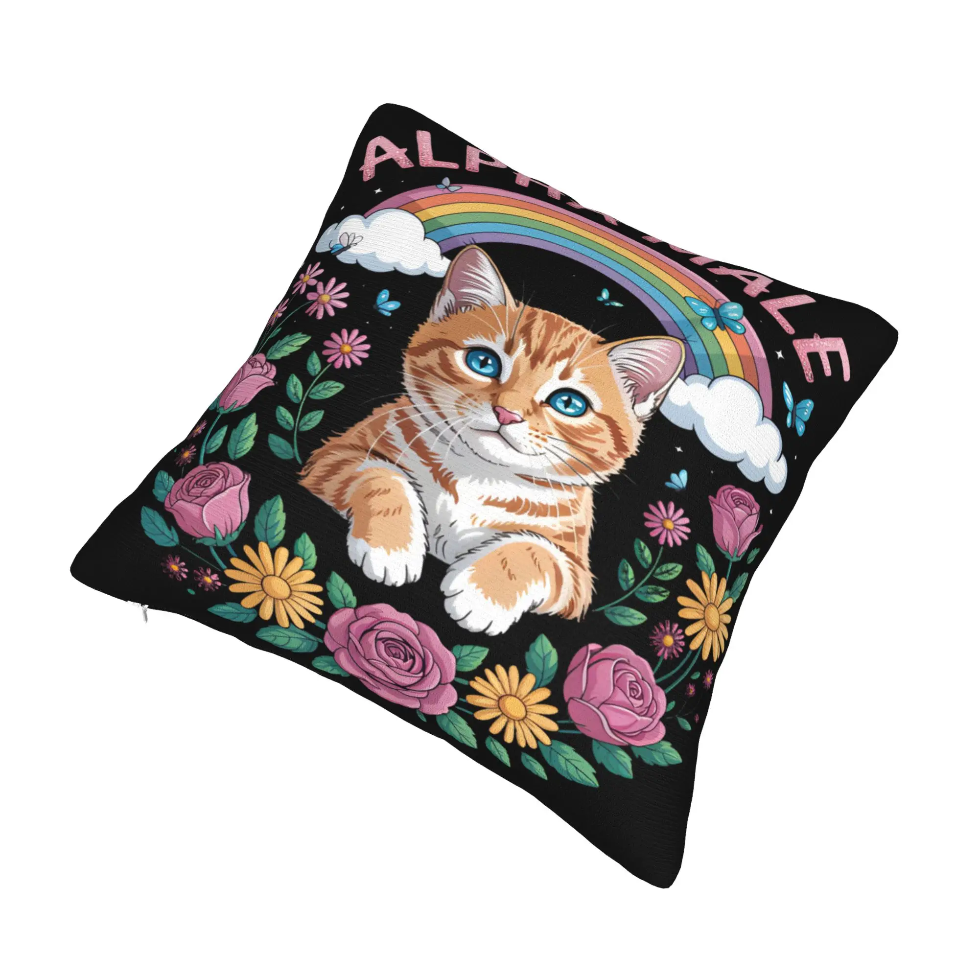 Alpha Male Cat Kitten Funny  Pillow Covers Product Printed Cushion Cover Decorative  Pillow Case Cover Home Multiple Sizes