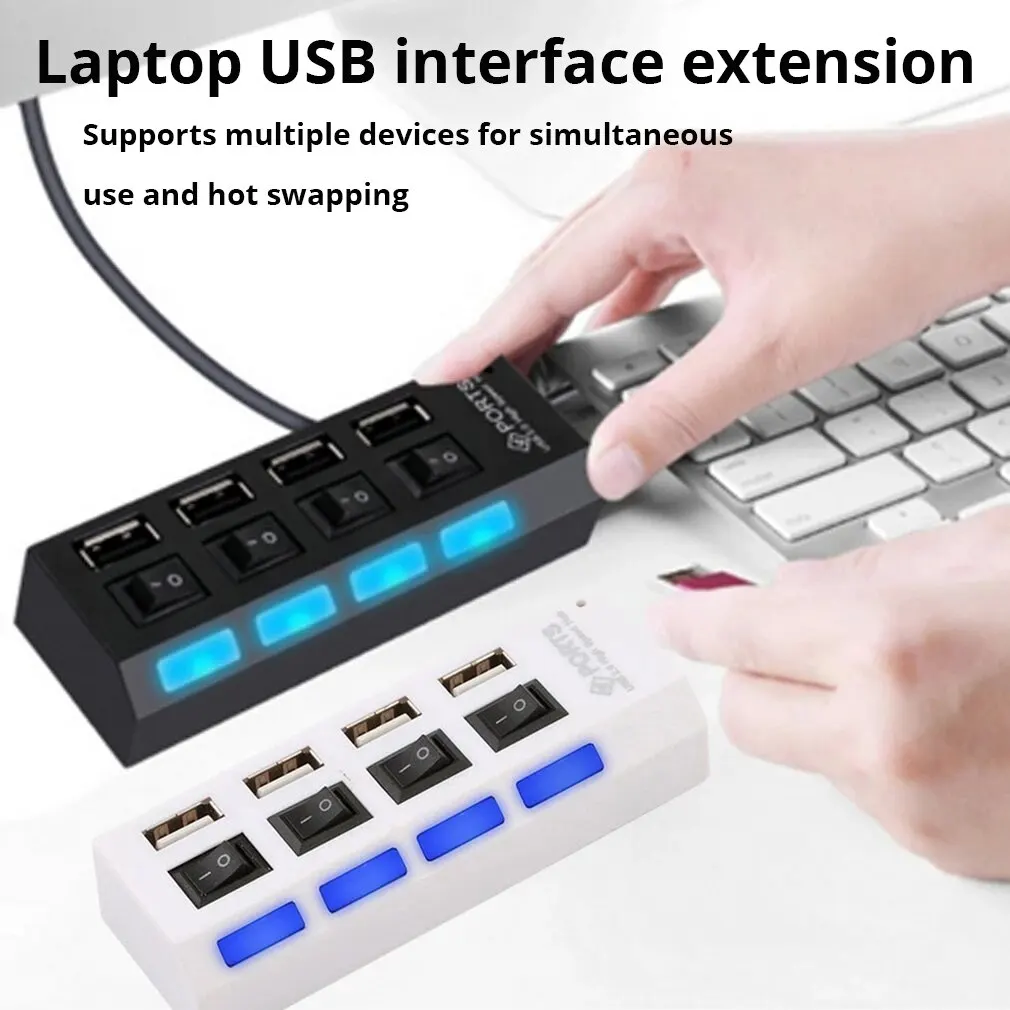 4-Port Usb 2.0 Hub One Drag Four Splitter Hub Plug And Play Mini Small Socket Hub /Usb