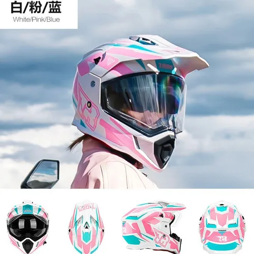 Imagen 2 del producto Casco de motocicleta TR de cara completa con doble lente, Casco todoterreno de carreras Para hombre, Cascos Para Moto, Capacete, Casco Moto, certificación DOT