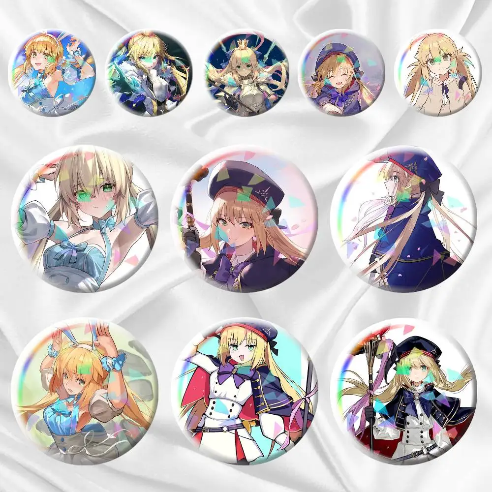 

Arthuria Caster Fate Grand Order Game 75mm 44mm 25mm Brooch Backpack Hat Pins Accessories Toys Badge