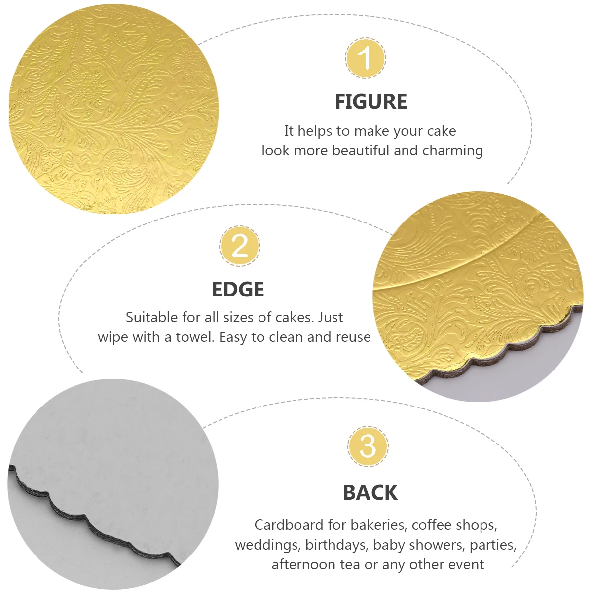 

10 Pcs Cardboard Baking Boards Supplies Golden Base Tray Cake Round Packing Pad