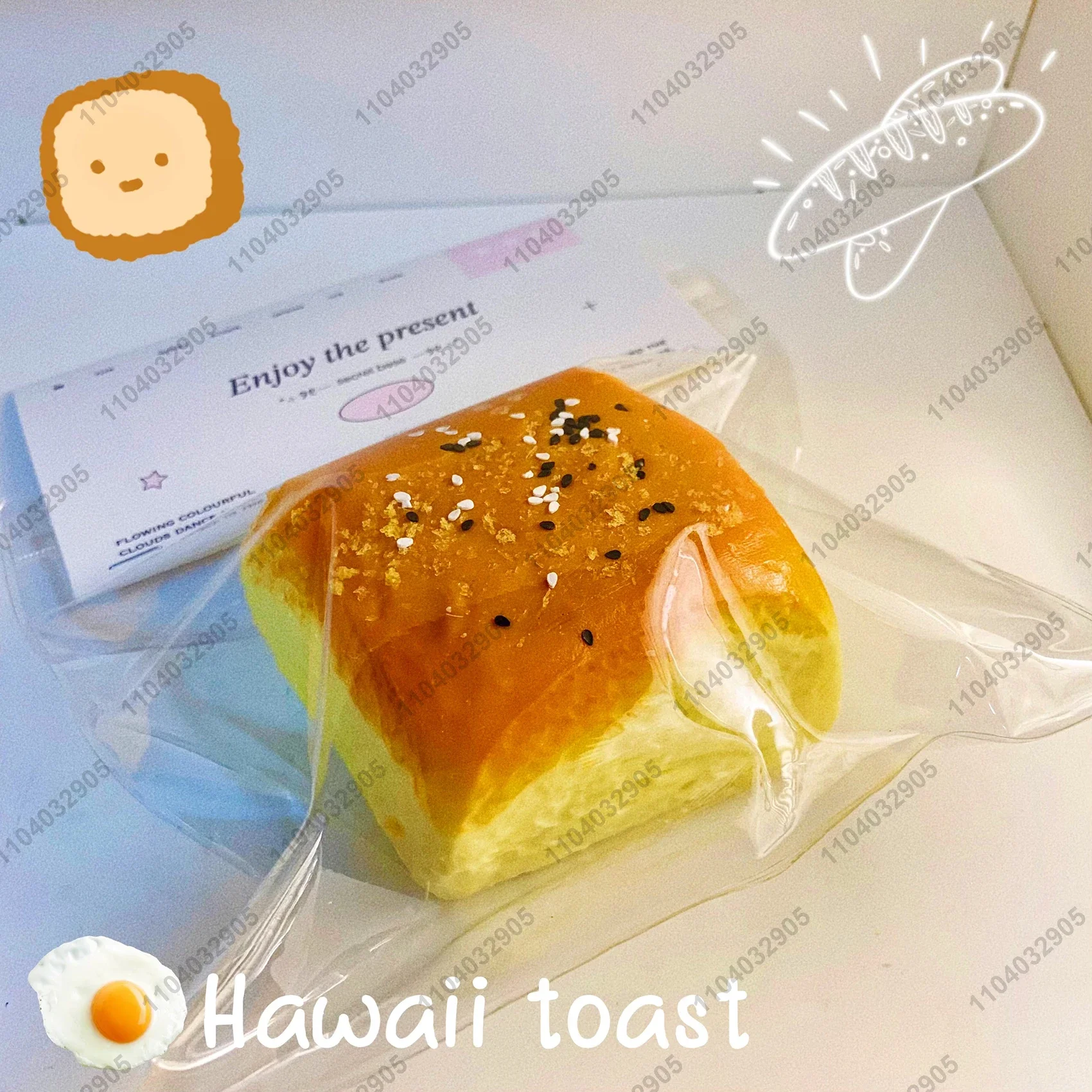 Hawaii Toast Bread Toast Taba Squishy Toy Sesame Dried Meat Floss Bread Squeeze Food Mochi Toy Anti Stress Release Hand Relax