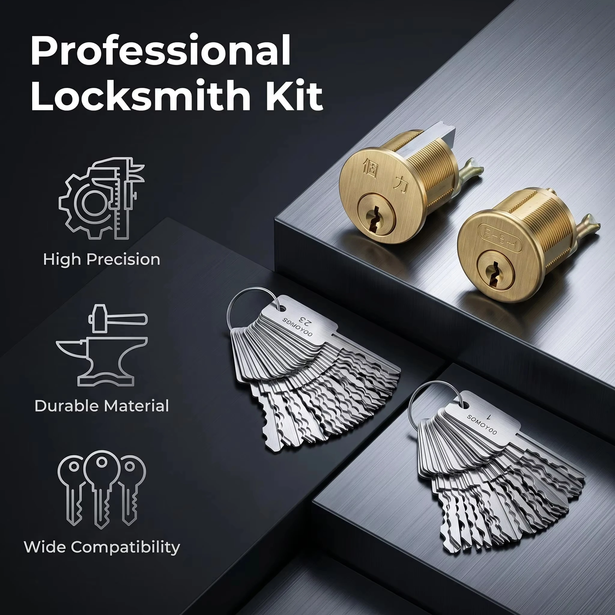 SOWOYOO 48-in-1 Universal Master Key Set Professional Locksmith Tools for Door Locks Household Keys Automotive Keys And More