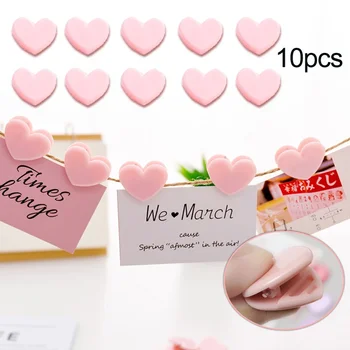 5/10pcs พลาสติกสีชมพูยูทิลิตี้กระดาษคลิป Memo Photo คลิปแขวนงานศิลปะ Dorm Wall ไฟ LED String คลิปตกแต่งงานแต่งงาน