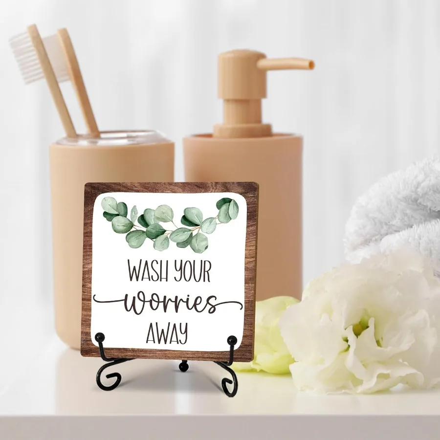 5 لوحة خشبية للحمام غسل تقلقك بعيدا علامة مضحك الحمام غرفة الغسيل مكتب ديكور مرحاض ضيف الحمام الديكور