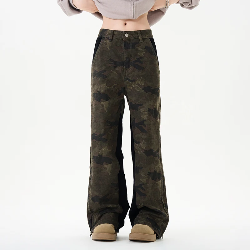 

High Street Сверкающие мешковатые расклешенные джинсы с ручной кистью для мужчин Кожаные брюки Y2k Джинсовые брюки большого размера XXL XL L M