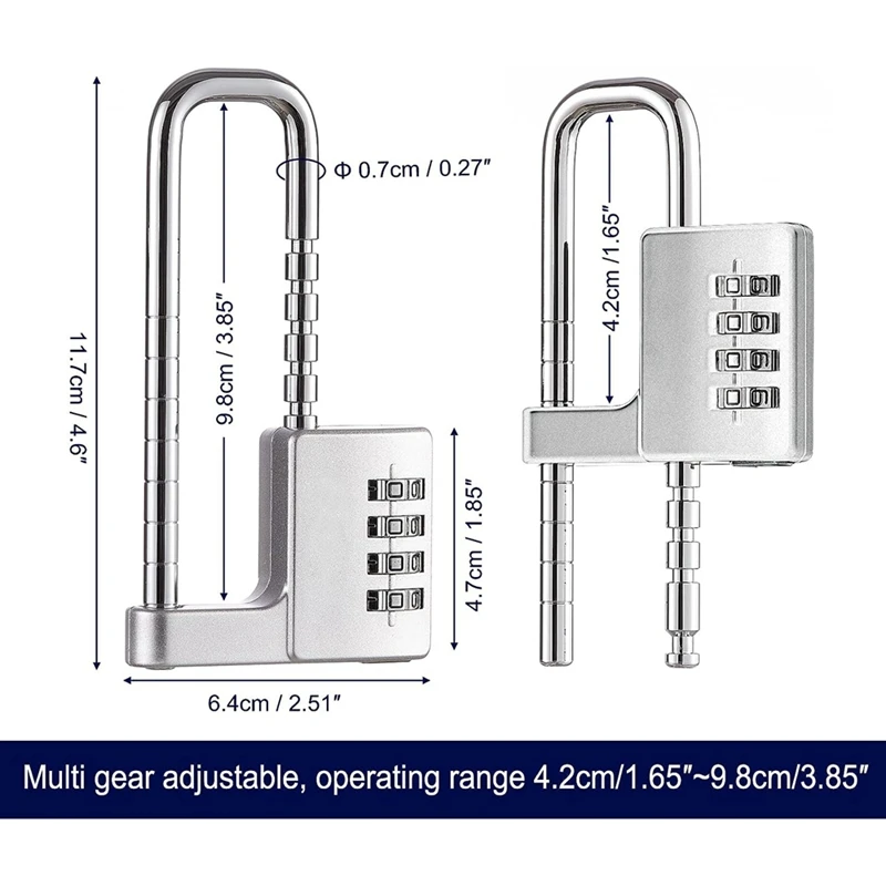 Cabinet Lock,Combination Padlock,Stainless Steel Gym Locker Lock Code Long Adjustable Shackle Lock For School,Gym