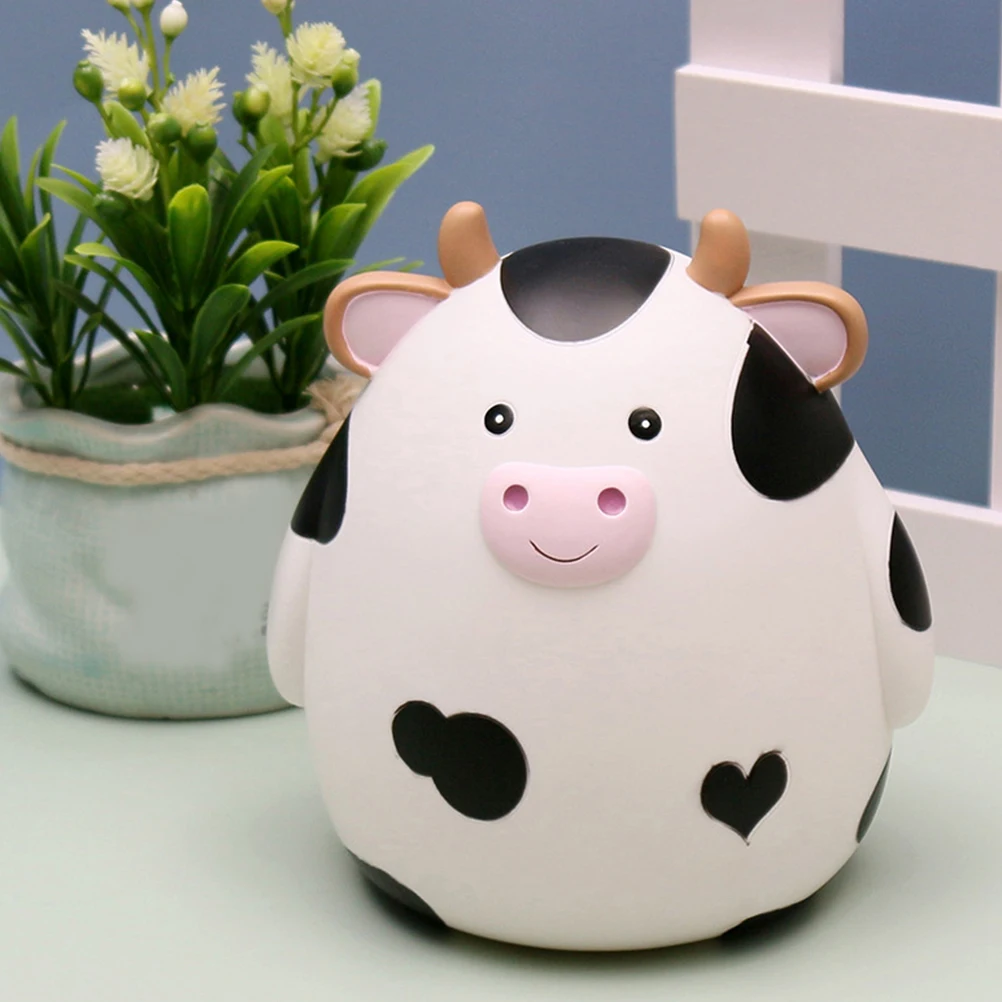 Мультяшная банка для монет в форме коровы, изысканное качество изготовления, реалистичный вид, красивый цвет, улыбающееся выражение, хорошее настроение, развивающие дети