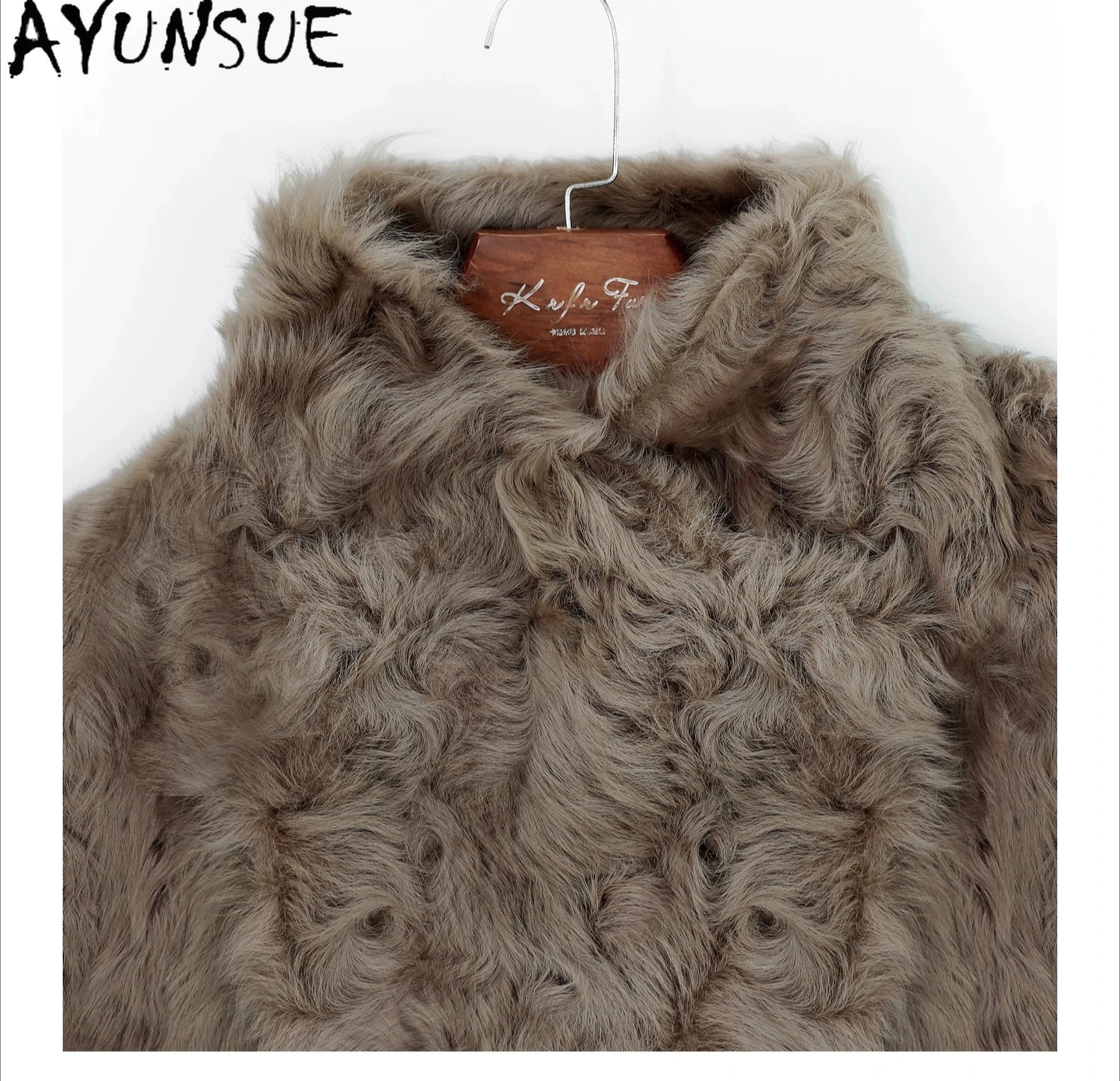 معطف فرو من جلد الغنم الطبيعي من AYUNSUE معاطف نسائية من صوف الضأن معاطف من الفرو الحقيقي ملابس شتوية من الجلد الطبيعي طراز جديد للسيدات #4