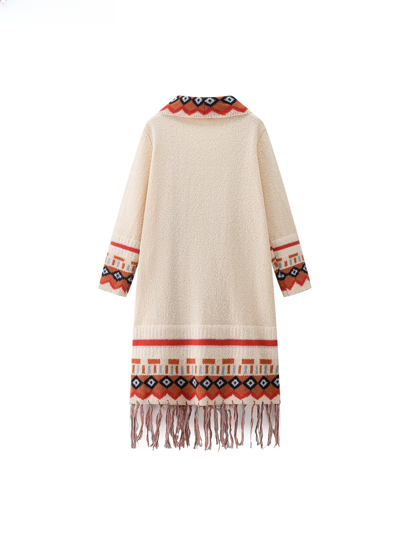 

La Chapelle Knitted Tassel Trimmed Vaion Sle Oversized Outerwear Cardigan Women's Faion Polyester Fiber Long Sve